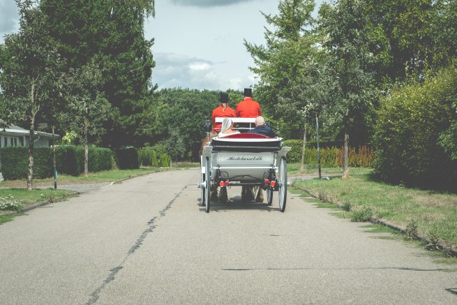 Bryllupsfotograf Taastrup hestevognskørsel